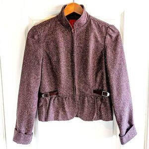 Lux Cotton Wool Peplum Tie Waist Blazer Jacket